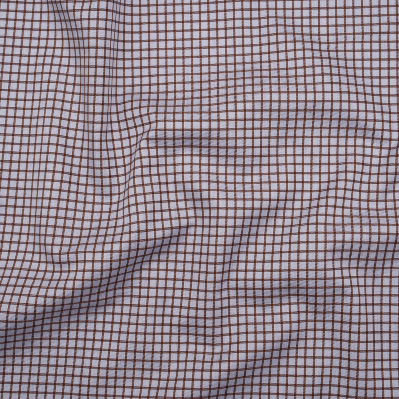 1 Yard Cotton Twill Shirting Made in Italy Pale Lavender and Brown Little Windowpane Check Deadstock